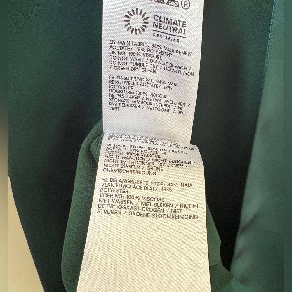 NEW Reformation Sathia Satin Long Dress Forest Dark Green | US 2 UK 6 - Picture 15 of 15